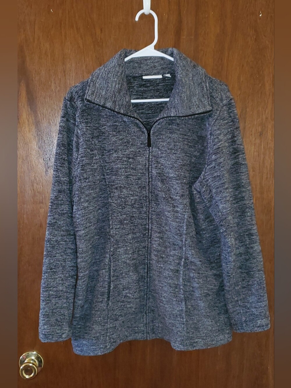 NWOT Susan Graver Heathered Gray Full-Zip Fleece Jacket Sz Large